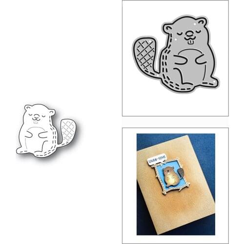 New 2021 Stitched Cute Beaver Animal Metal Cutting Dies for DIY Scrapbooking and Card Making Decorative Embossing Craft No Stamp