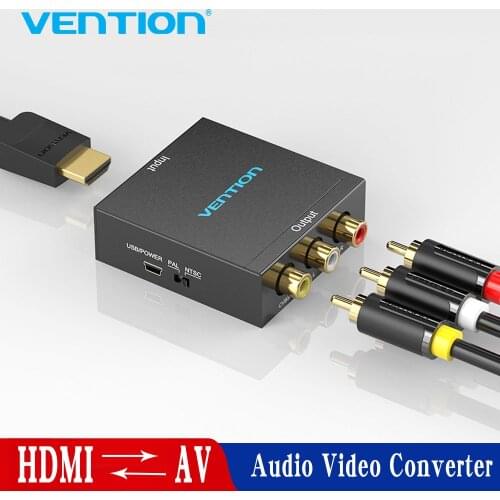 Vention HDMI to AV Converter HDMI to RCA CVBS L/R Video Adapter 1080P HDMI Switch with Mini USB Power Cable for TV Box AV HDMI