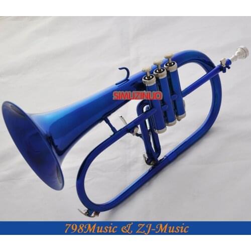 Professional Blue Color Flugelhorn Monel Valves BB Trigger flugel horn New Case