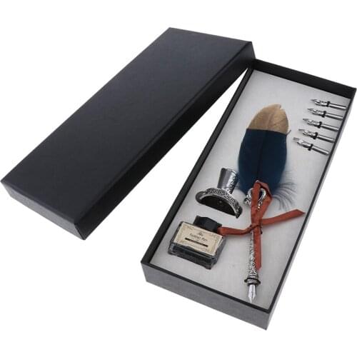 Hand-Quenched Fountain Pen Set With Empty Bottle Of Ink 1.5 Ml