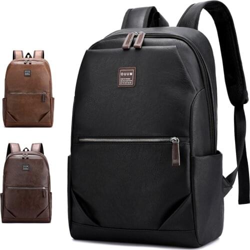 Fashion Mens Backpack Pu Leather Laptop Backpacks Large Schoolbag College School Bags For Boy Waterproof Travel Backbags 2021