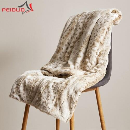 PEIDUO Extra Soft Fuzzy Faux Fur Throw Blanket for Sofa Mink Plush Leopard Throws Comfortable Cozy Warm for Bed and Couch Decor