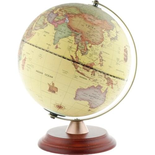USB Night Light LED Illuminated Spinning World Globe Constellation Map with Wooden Stand