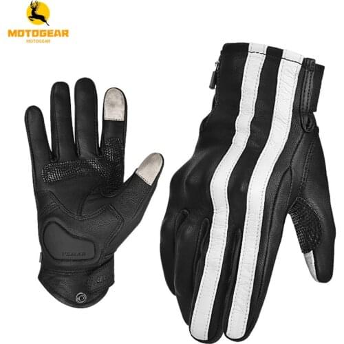 VEMAR VE-196 Motorcycle Gloves Retro Cruiser Biker Leather Vintage Riding Gloves