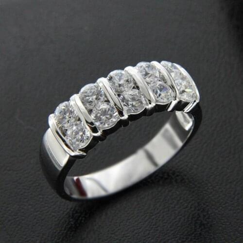 YSDLJG New Fashion Classic Luxury White Simple Double Row Round Zircon Rings Mens Wedding Engagement Rings Jewelry Gift