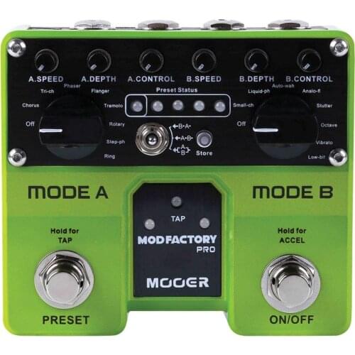 MOOER Mod Factory Pro Modulated Guitar Pedal 16 Modulation Effects 4 User Presets Tap Tempo Functionality Effect Pedal