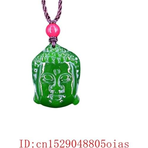 Green Jade Buddha Pendant Men for Chinese Charm Carved Necklace Amulet Women Jewelry Jadeite Natural Fashion Gifts
