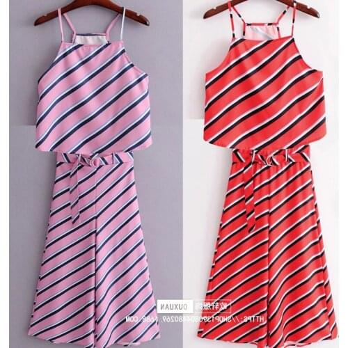 Womens suit two-piece 2019 summer new print small camisole Print high waist flare pants temperament wild womens clothing