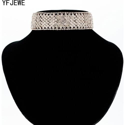 YFJEWE Women Full Rhinestone Pendant Jewelry Collar Necklace Strip Wedding Clavicle Necklaces Choker Necklace N364
