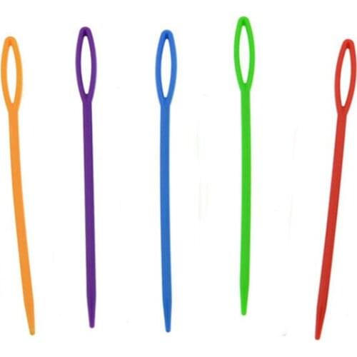 10Pcs 5 Colors 7cm/9cm Plastic Knitting Needles Crochet Hooks Wool Yarn Needle Children DIY Sweater Weaving Tools Accessory