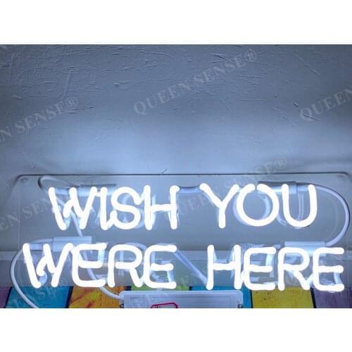 14“ Wish You Were Here White Acrylic Custom Neon Light Lamp Sign Beer Real Glass Decorate Home Wall Room Windows Tube Artwork