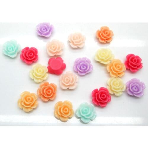 50Pcs 13mm Mixed Resin Flower Decoration Crafts Kawaii Bead Flatback Cabochon Fridge Magnet Scrapbook DIY Accessories Buttons
