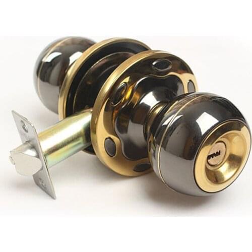 AiCinBel Brushed Round Door Knobs Handle Entrance Passage Lock W/ Key Bathroom Internal Door Knob Pair