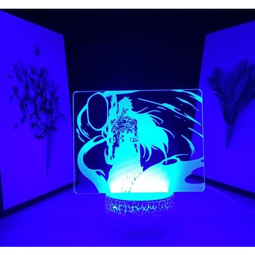 Anime Bleach Ichigo Kurosaki 3D Lamp for Bedroom Decor Nightlight Cool Birthday Gift Bleach Acrylic LED Night Light
