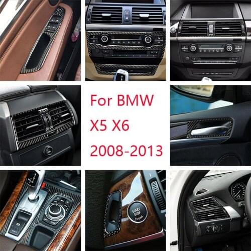 For BMW X5 X6 E70 E71 Car Accessories 3D Carbon fiber interior modified central control gear vent decorative panel frame sticker