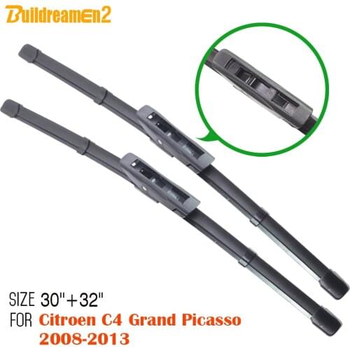 Buildreamen2 2Pcs Car Frameless Window Wiper Blades For 2008-2013 Citroen C4 Grand Picasso Soft Rubber Window Windshield