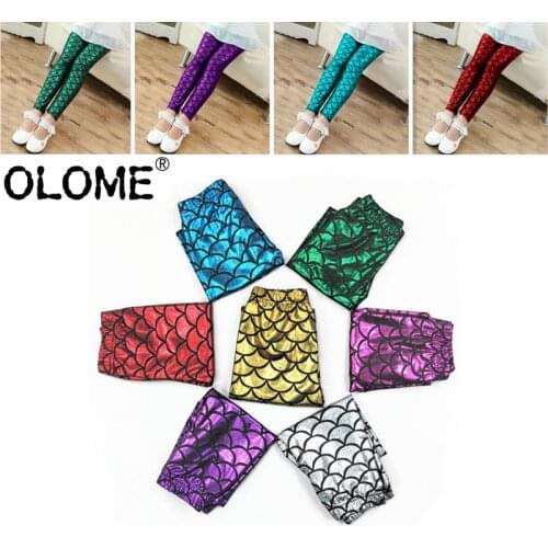 OLOME Mermaid Leggings for Kid Girl Fashion Sequin Children Pants Tight Baby Trousers Slim Fit Girls Pants Toddler Clothing