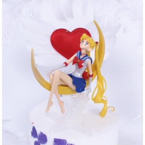 Cartoon Japanese Anime Tsukino Usagi Action Figure Wings Toy Doll Cake Decoration Collection Model Girls Gift Toy For Children