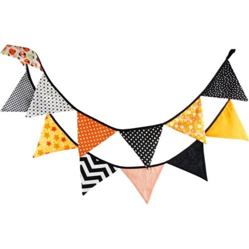 Flags Banner Halloween Birthday Party Decoration Accessories 3.2m 12 Flags Cotton Fabric Bunting Cotton Banner