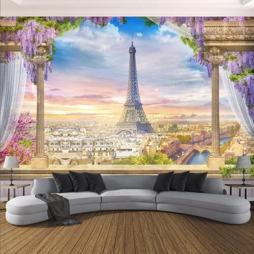 Custom Any Size Photo Wallpaper 3D Stereo Rome Column Paris Tower Murals Restaurant Living Room Bedroom Backdrop Wall Decor 3 D