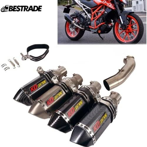 Motorcycle Exhaust Muffler Pipe Middle Mid Link Tube Stainless Steel Slip On 51mm Modified For DUKE 125 250 390 2017-2020