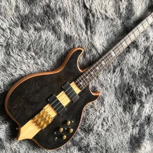 Neck Through Body Ebony Fingerboard Active Pickup Burst Maple 4 Strings Bass Guitar