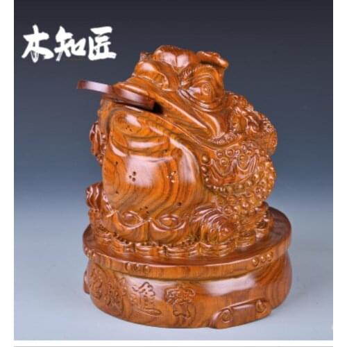 Chrysanthemum pear Gold toad furnishing pieces of real wood mahogany three-legged treasure toad shop office products opened