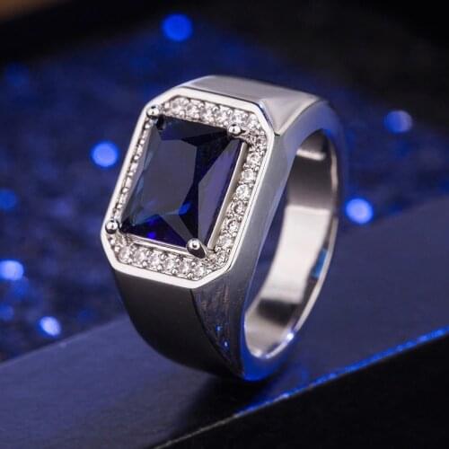 Trendy Man Silver 925 Jewelry Gemstone Ring Emerald Sapphire Wedding Party 925 Rings For Men Male Fine Jewelry Gifts Drop Ship