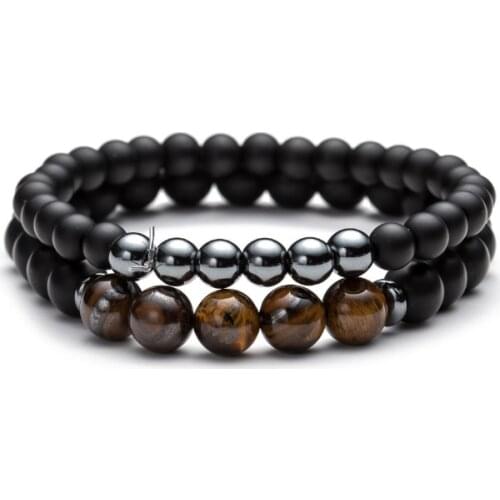 Red blue 8mm Punk multicolor Agate beads Chakra Reiki Buddha Yoga Bracelet elastic adjustable Volcanic Stone Bangles kmh5