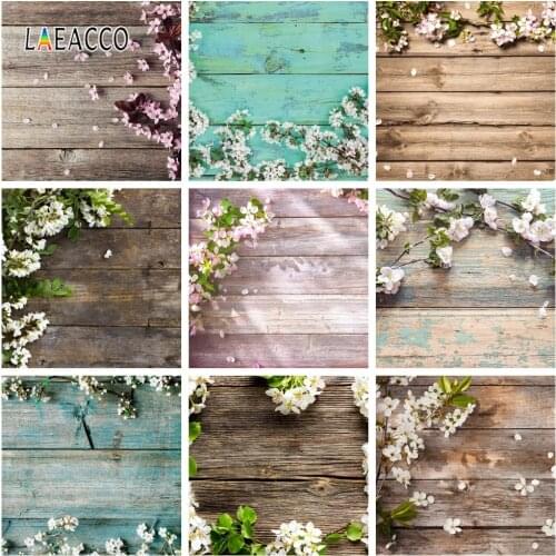 Laeacco Photography Backgrounds Flowers Wooden Board Photophone Vintage Grunge Portrait Photo Backdrops Baby Newborn Photocall