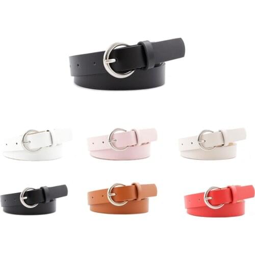 2021 Fashion Round Gold and Silver Buckle Belt Designer Women Jeans Casual Pants Dress PU Accessories Strap