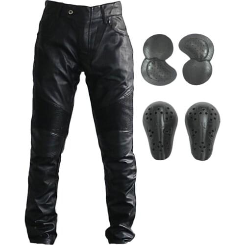 Motorcycle Riding Jeans Motocross Racing Pants PU Leather Biker Trousers Waterproof Windproof Men Women With 4 x CE Knee Hip Pad