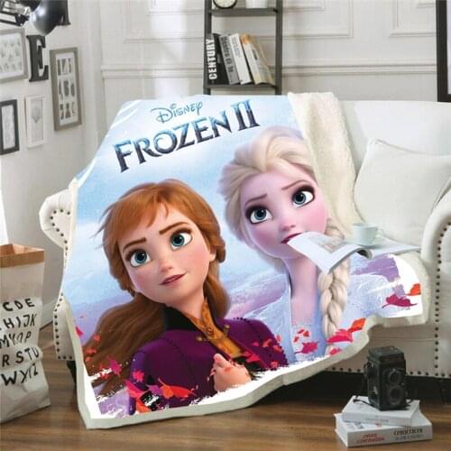 Disney Cartoon Blanket Anna and Elsa Bedding Sherpa Blankets Kids Gift Birthday Gift Fleece Blanket