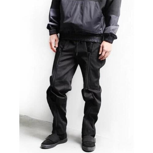 Mens casual zipper trim pants classic Dark Yamamoto style hair stylist casual oversized pants