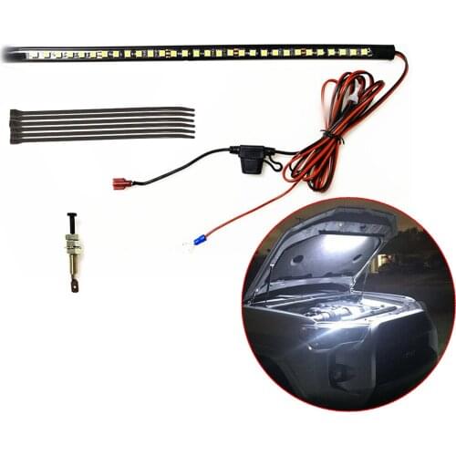 White Under Hood LED Light Kits Waterproof Light Bar for Hood Lid Automatic On/Off LED Strip Lights Universal Fit For Most Car