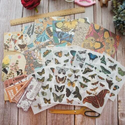 30 Pcs DIY Mysterious Butterfly Manor Clock Theme Tag Mini Card Background Craft Paper Scrapbooking Creative Gift Use