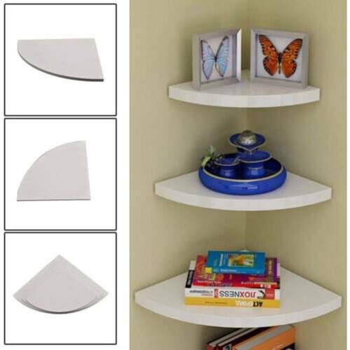 Set Of 3 White Floating Wall Corner Shelves Shelf Unit Storage Display Bookcase Corner Shelf Shelf Unit Storage Display Bookcase