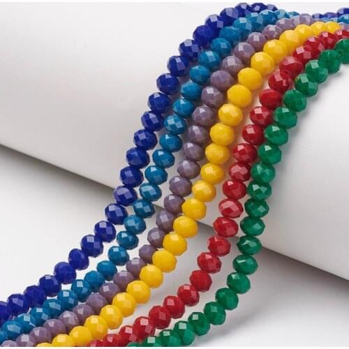 10 Strands Opaque Solid Color Glass Beads 4/6/8mm Faceted Rondelle Loose Bead for Bracelet Necklace Making DIY Fashion Jewelry