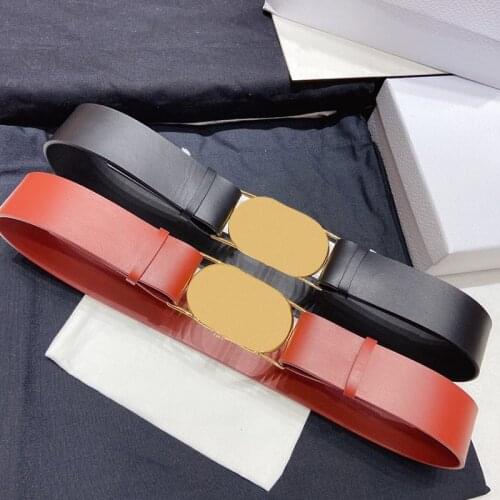 2021 new leather belt ladies leather belt skirt decorative mens jeans of Instagram style versatile thin Italian counter quality