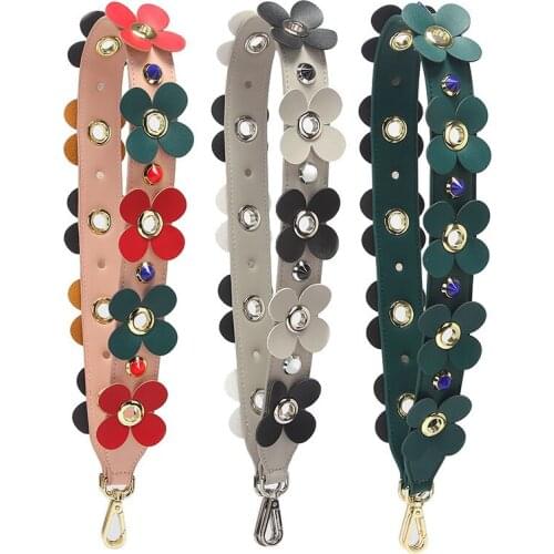 New 90cm Leather bag Strap for Handbags Women Flower replacement straps shoulder belt accessories parts diy sangle sac STP173