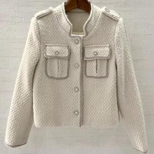 New arrival Autumn small fragrance Short Tweed Coats diamond Elegant Jackets Coat