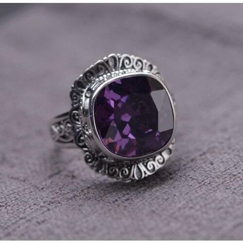 BOCAI New pure S925 silver jewelry retro fashion elegant masonry zircon open woman ring