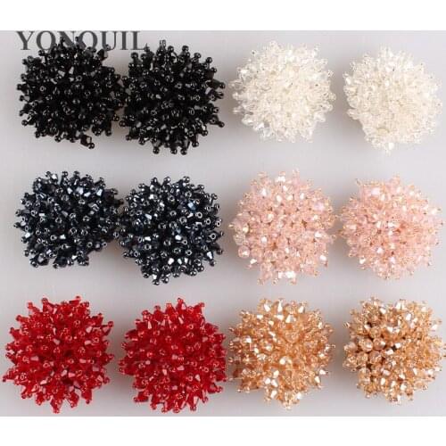 New Crystal 6 Colors Big Round Sew On Rhinestone With Claw Setting Felt Back Fancy Stone For Hats Bag Accessories 12Pcs/Lot