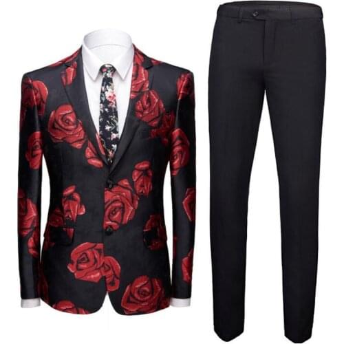 New Mens Printed Casual Suit Suit Mens Trousers Large Size Suit Two-piece Mens Suits Clothing