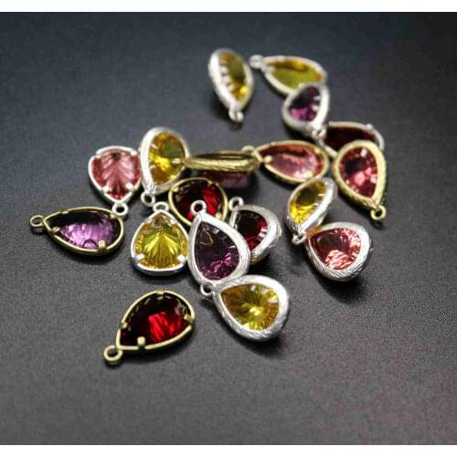 Clearance 6pcs 11x18mm matte gold,silver plated brass frame acrylic beads water drop shape charm DIY earrings supplies 1800487