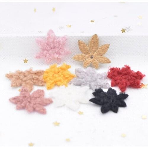 Teddy Plush Leaf Patches Maple Leaves Appliques for Clothing, Craft, Hat, Bag, Woolen Gloves, Socks Sewing Supplies Ornament S69