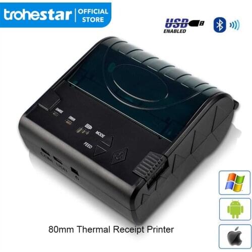 Wireless Thermal Receipt Printer 80mm Portable Receipt Printer Thermal BT Compatible Phone Android POS PC Pocket Bill Makers