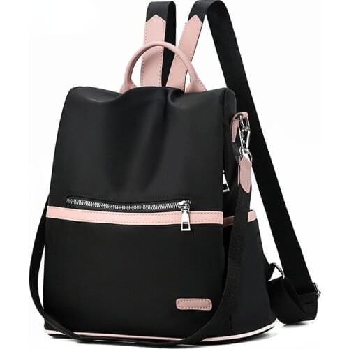 2021 Casual Oxford Backpack Women Black Waterproof Nylon School Bags for Teenage Girls High Quality Fashion Travel Tote Packbag