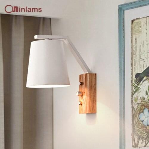 Bedroom lamp simple modern wall light creative wood art wall lamp bedside balcony aisle study reading wall sconce