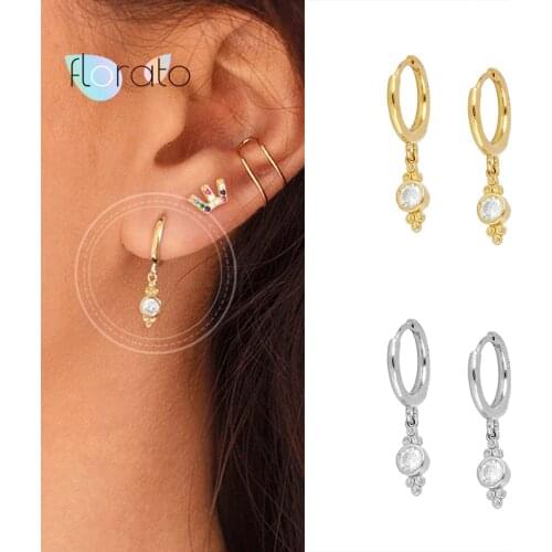 Luxury Female Crystal Zircon Hoop Earrings Fashion 925 silver ear buckle Pendant Jewelry Wedding Engagement Charm Earrings